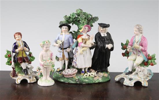 Four Derby porcelain groups or figures, late 18th / early 19th century,